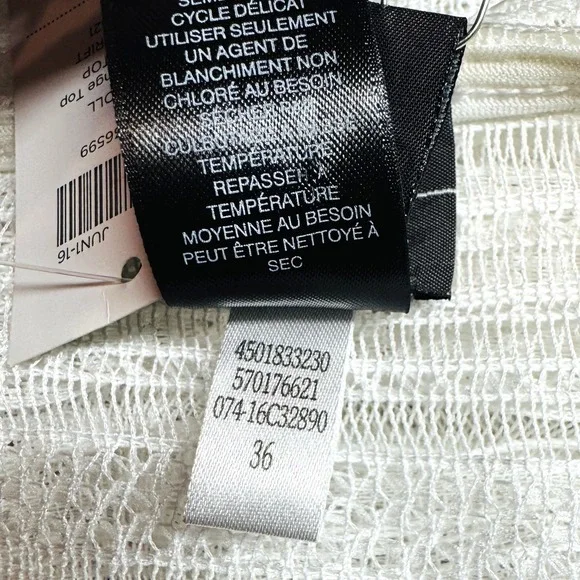 Chico's White Fringe Top  Bathing Suit Cover-up Cap‎ Sleeve Size 0 Small/4 NEW - Picture 13 of 15